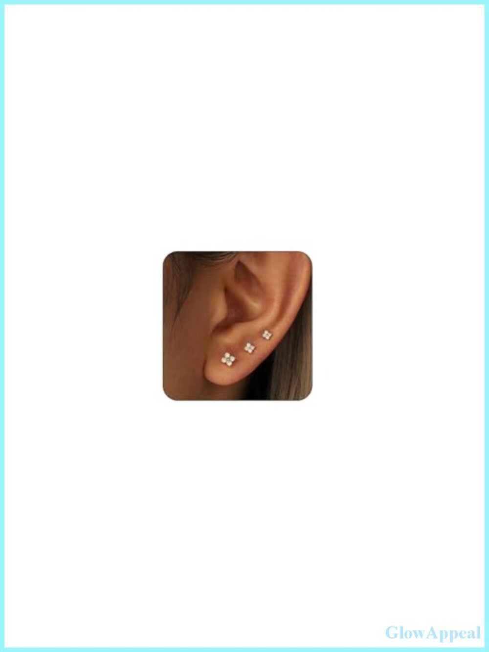 14K Gold Plated Sterling Silver Stud Earrings Set Hypoallergenic Nickel Free 3